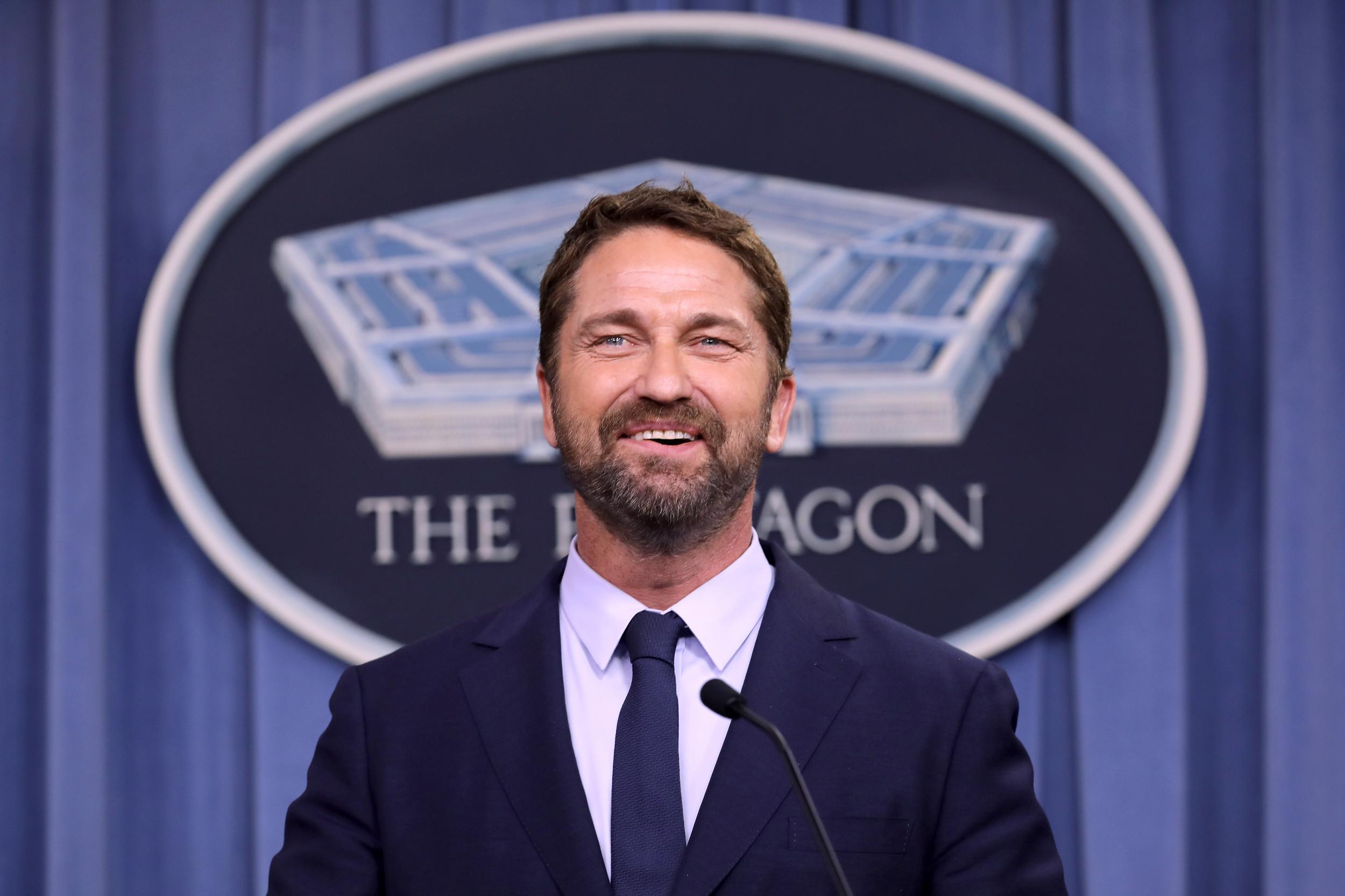 Gerard Butler answers more questions about new film at Pentagon than spokesperson has in last 5 months