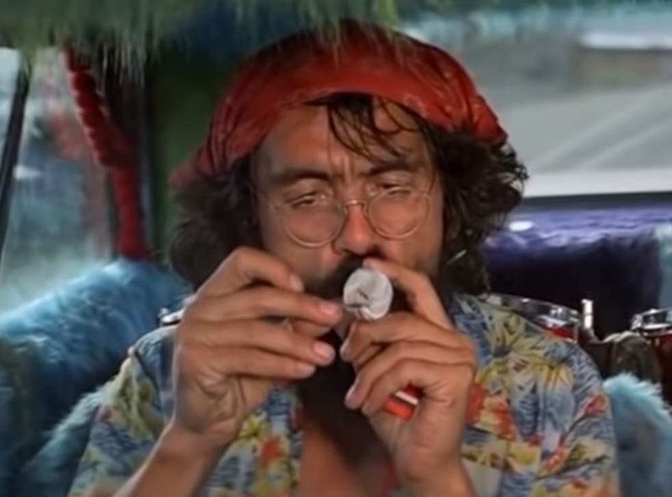 Tommy Chong lights up in the classic stoner comedy from the 1970s, Up in Smoke