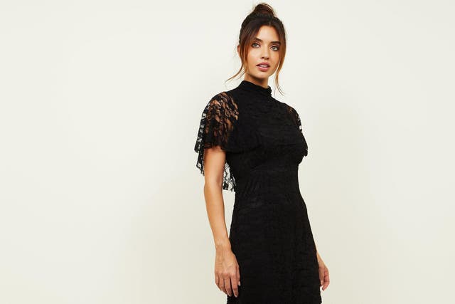 Mela Black High Neck Lace Maxi Dress, £35, New Look
