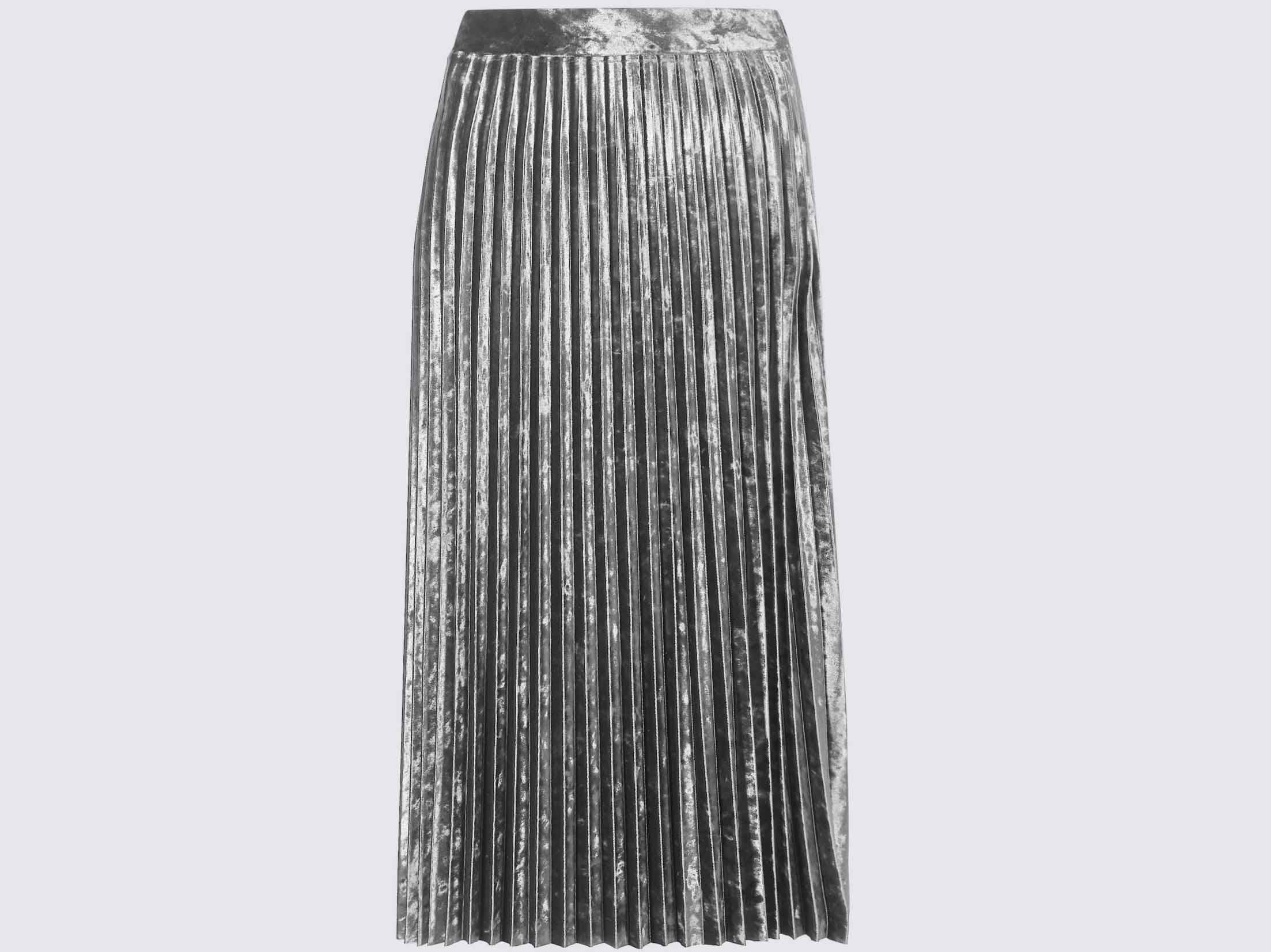 Velvet Pleated Midi Skirt, £35, Marks &amp; Spencer