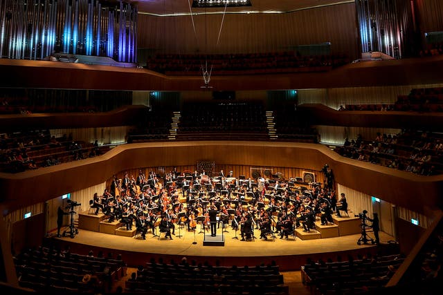 The placid atmosphere of the classical music concert in Malmo was shattered by a brawl at the end