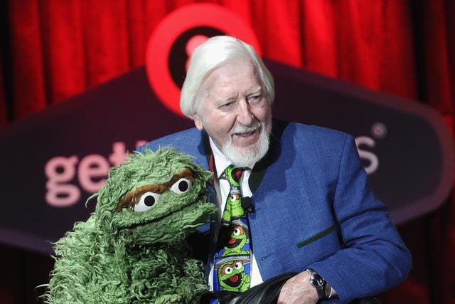 Caroll Spinney and his puppet, Oscar the Grouch