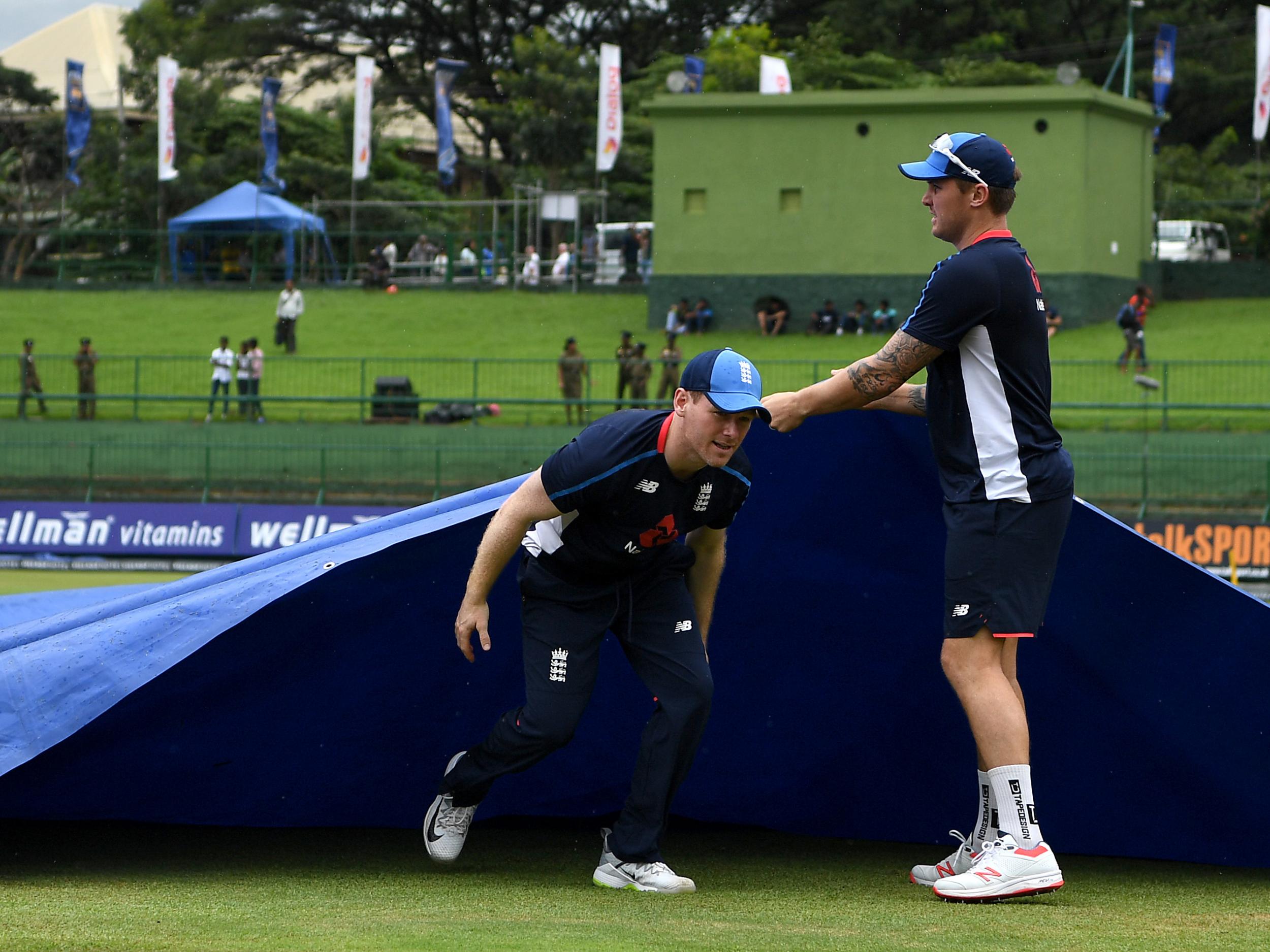 The England players helped to get the game going