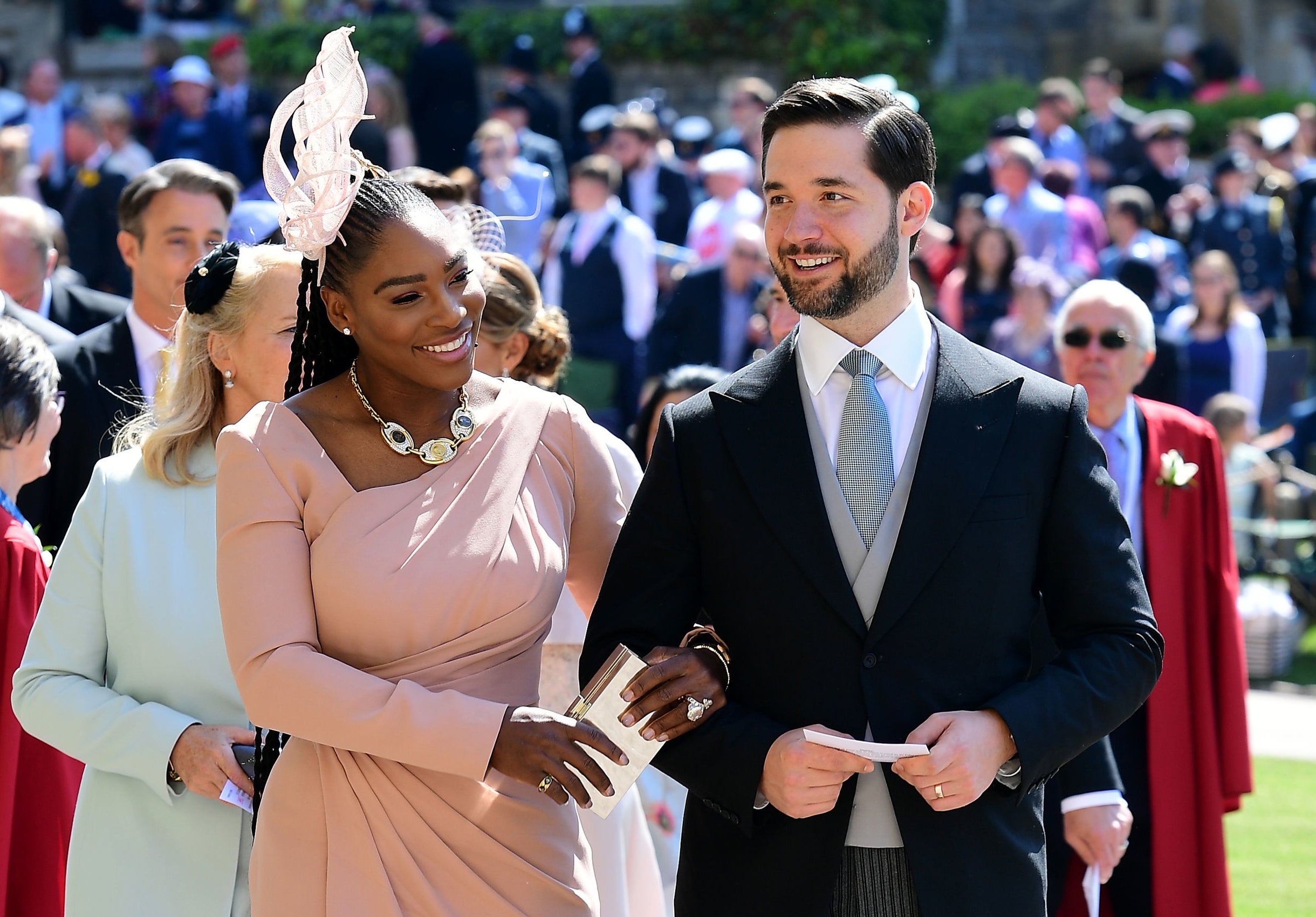 Serena Williams and her husband Alexis Ohanian arrive for Prince Harry and Meghan's royal wedding in Windsor