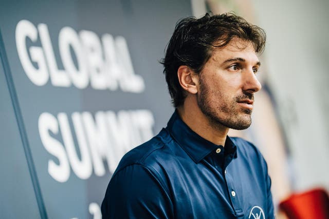 Fabian Cancellara speaking at the Laureus global summit