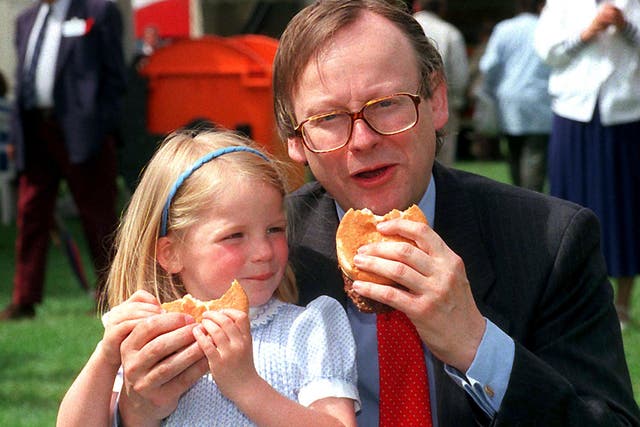 Agriculture minister John Gummer fed his daughter a beefburger in front of the press, in May 1990, to show there was nothing to fear from mad cow disease
