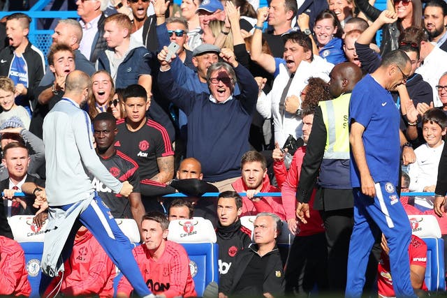 Jose Mourinho reacts to Marco Ianni's celebrations