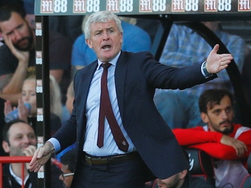 Southampton manager Mark Hughes complains to the referee during the goalless draw