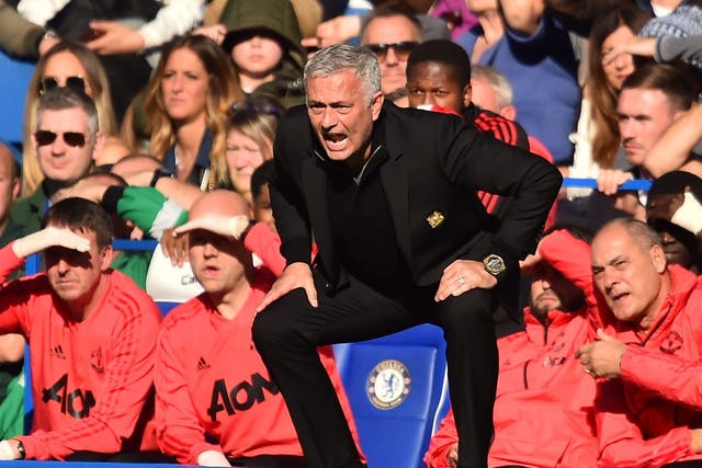 Manchester United's Jose Mourinho gestures on the touchline