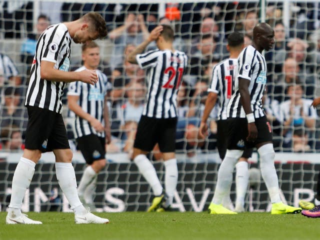 Newcastle United's Jonjo Shelvey and team mates react during the match