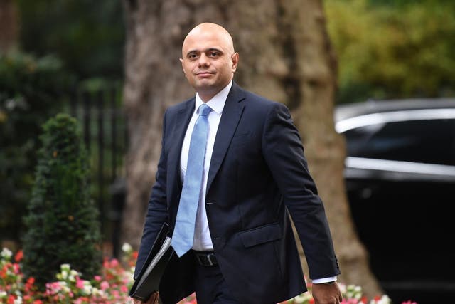 Sajid Javid arrives for a political cabinet meeting at Downing Street in London, Britain
