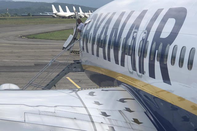 Wing and a prayer? Ryanair Boeing 737 at Lourdes Airport in southern France