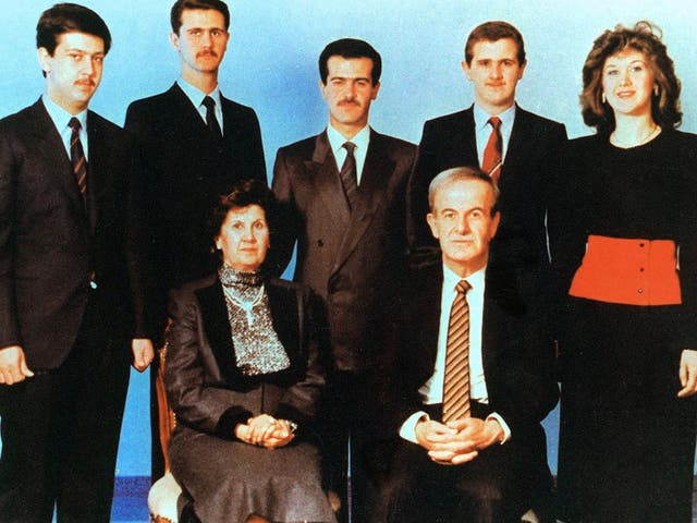 Family portrait: Bashar al-Assad (second from left) followed in his father's cruel methods