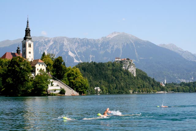 Swimming in Lake Bled gives a whole other perspective on the famous landmark