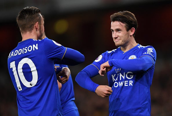 Ben Chilwell celebrates scoring City's opener