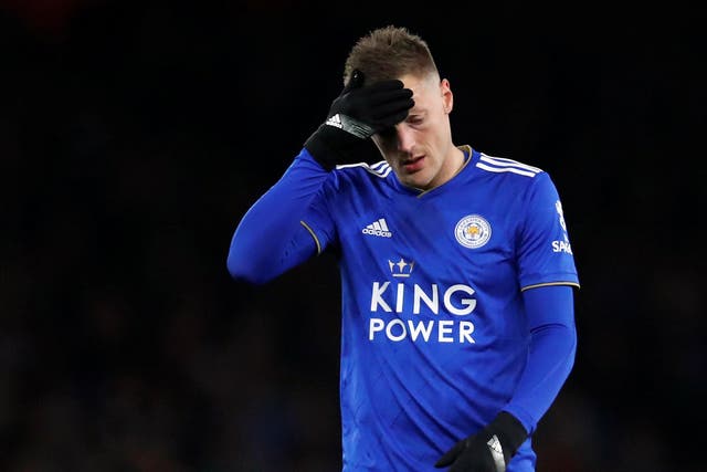 Jamie Vardy had to leave the pitch suddenly late in Leicester's 3-1 defeat by Arsenal