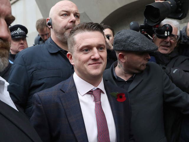 Tommy Robinson outside the Old Bailey on 23 October