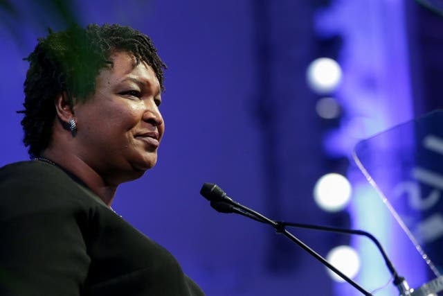 Stacey Abrams called for the removal of the giant Confederate carving on Stone Mountain because of its ties to white supremacy and KKK revival