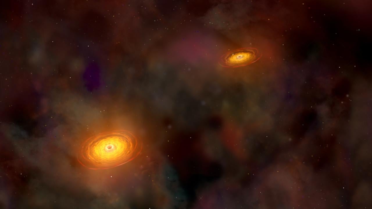 Illustration of supermassive black hole pair