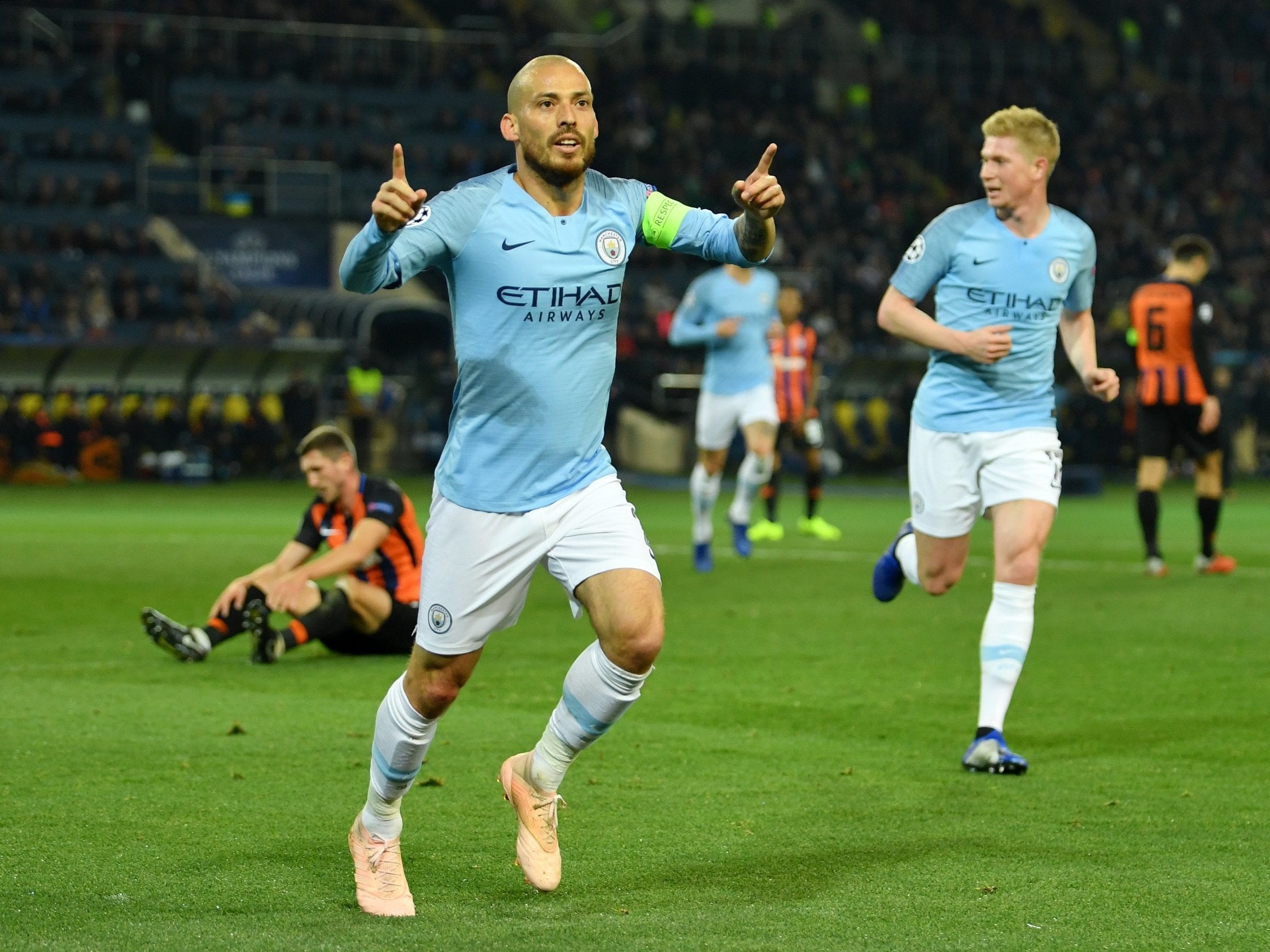 David Silva celebrates scoring City's opener