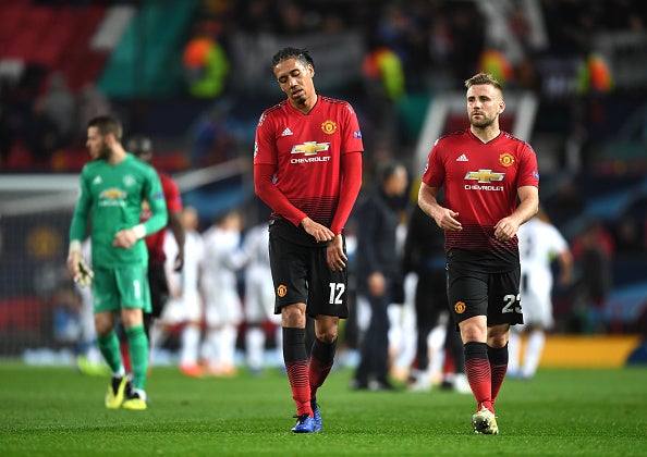 Chris Smalling cut a dejected figure at the full-time whistle