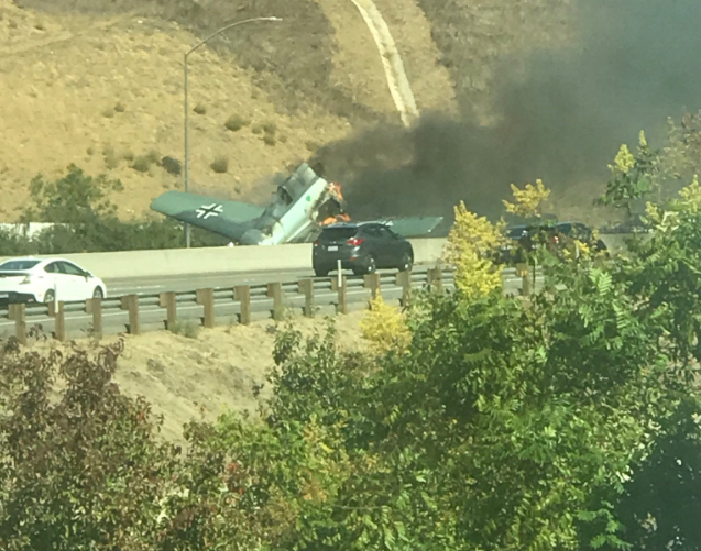 Light aircraft crashes into freeway in California