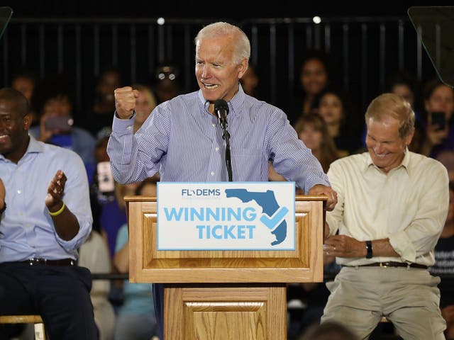 Mr Biden has been supporting Florida Democrats ahead of the 2018 midterm elections