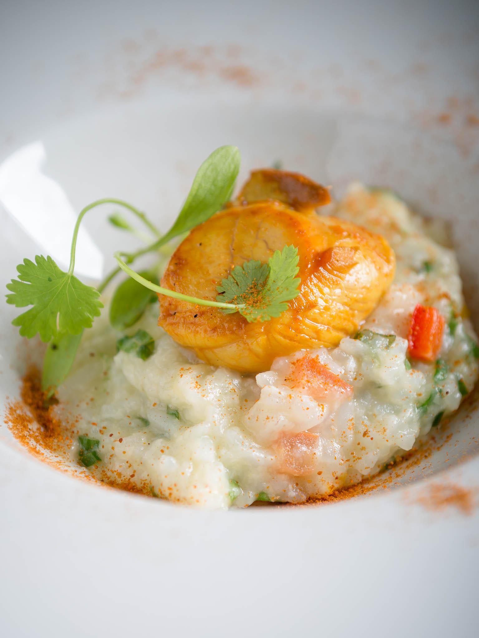 Seafood is sustainably sourced, like this scallop dish which uses produce from the Isle of Mull