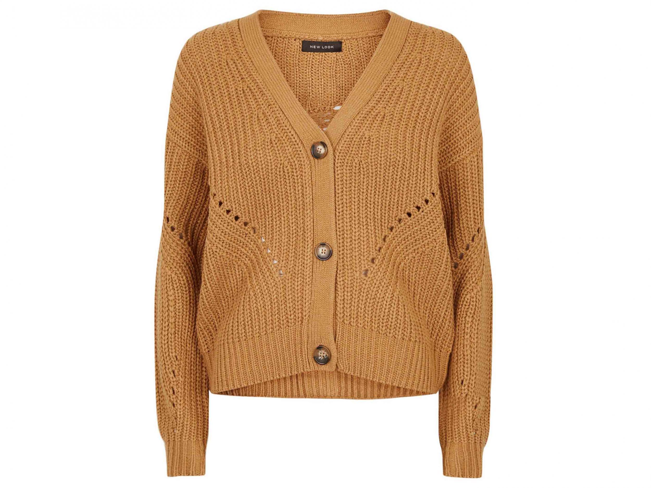 Camel chunky knit cardigan, £22.99, New Look