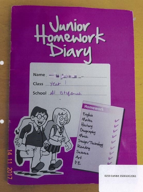 A homework diary showed that the learning centre was being run as a school