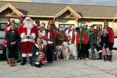 A town celebrated Christmas early for a 12-year-old dying of cancer