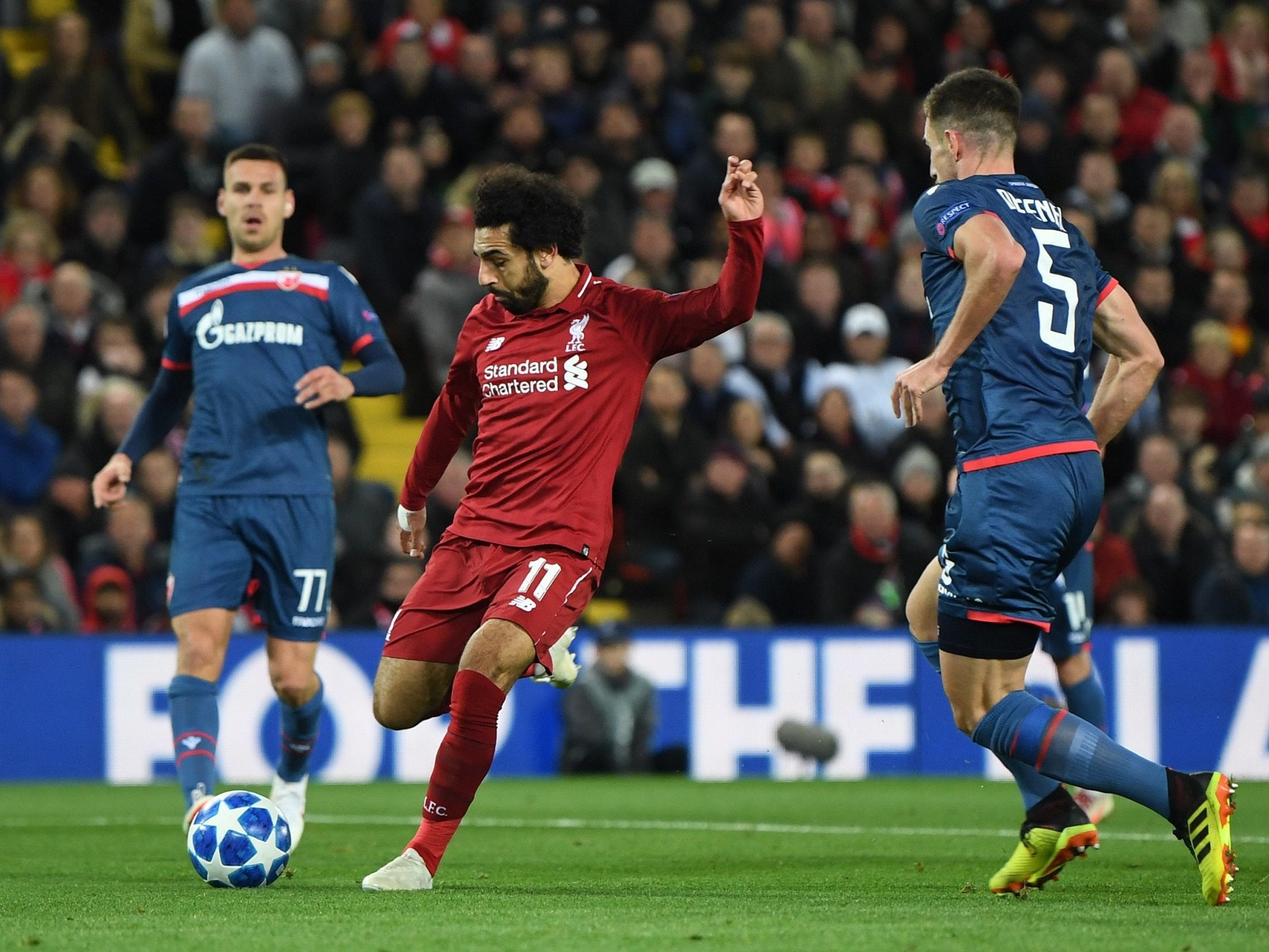 Mohamed Salah fires Liverpool's second of the night