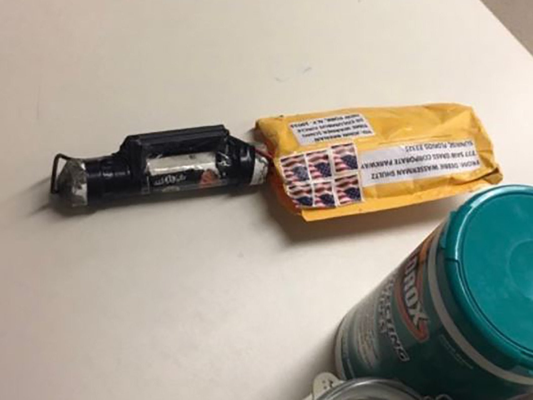 This Image obtained by CNN shows a suspected explosive device received at the CNN bureau in New York City