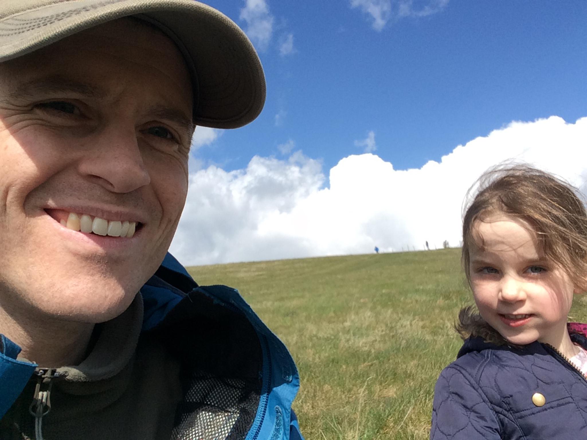 Will and his daughter, Beatrix, on Ivinghoe Beacon (Will Gore)