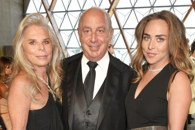 Tina Green, Sir Philip Green and Chloe Green attend the Fashion for Relief cocktail party during the 70th annual Cannes Film Festival