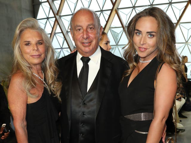 Sir Philip Green pictured with wife Lady Cristina Green and daughter Chloe Green