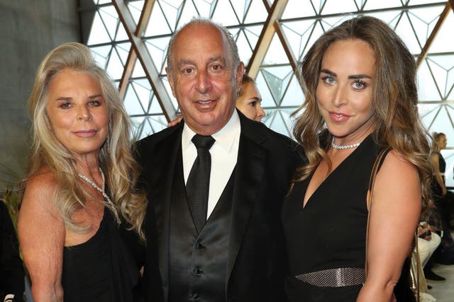 Sir Philip Green pictured with wife Lady Cristina Green and daughter Chloe Green