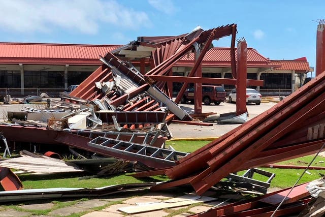 Extensive damage in evidence at Saipan Airport yesterday