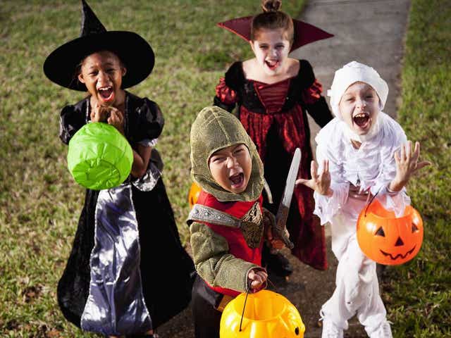 <p>Representative image of children wearing Halloween costumes </p>