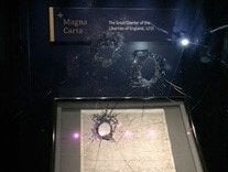 A man used a hammer to damage the box containing the historic text