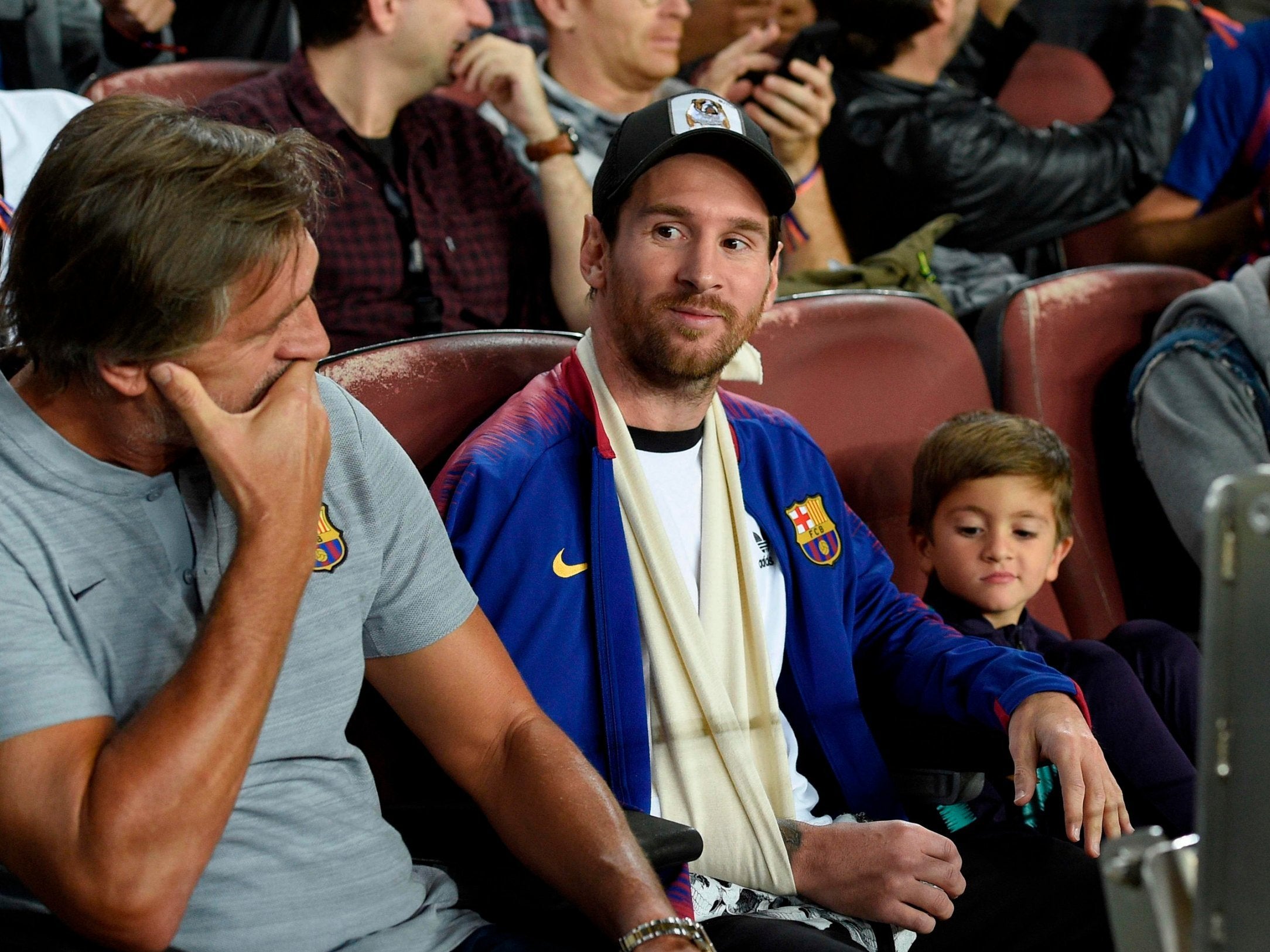 Lionel Messi is ruled out of the match with a fractured arm