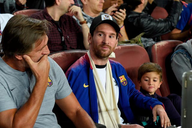 Lionel Messi is ruled out of the match with a fractured arm