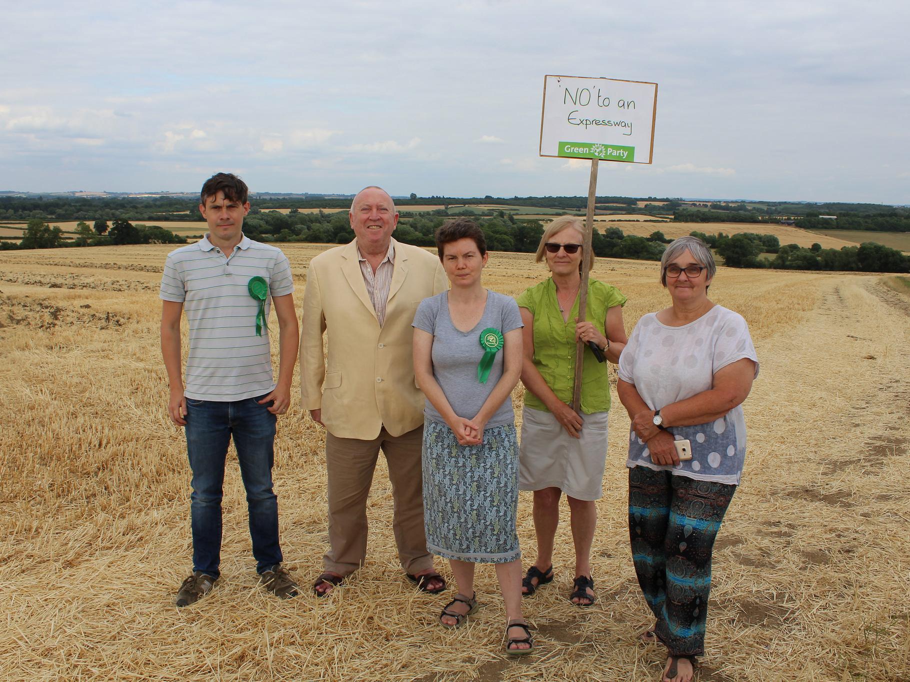 Keith Taylor (second from left) with activists in Oxfordshire who are opposed to the construction of the new expressway