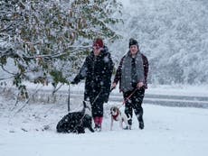 Snow hits UK on one of the coldest October days in a decade