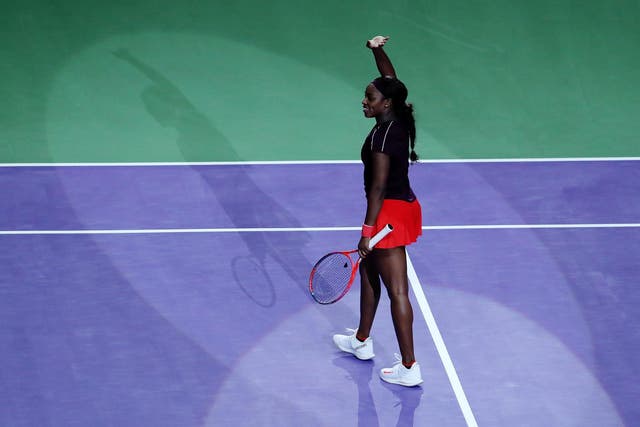 Sloane Stephens celebrates securing her place in the final