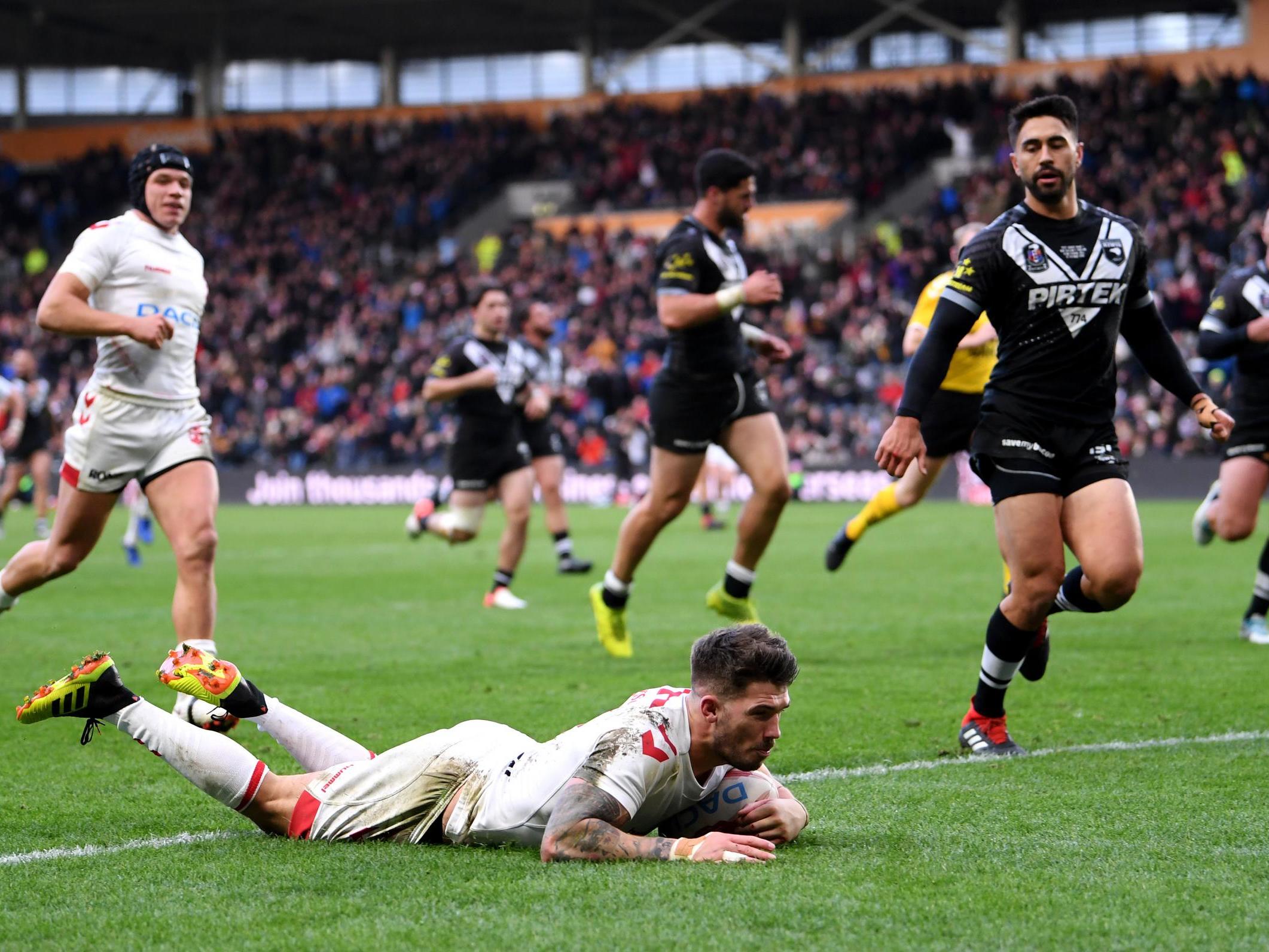 Oliver Gildart touches down for England's second try