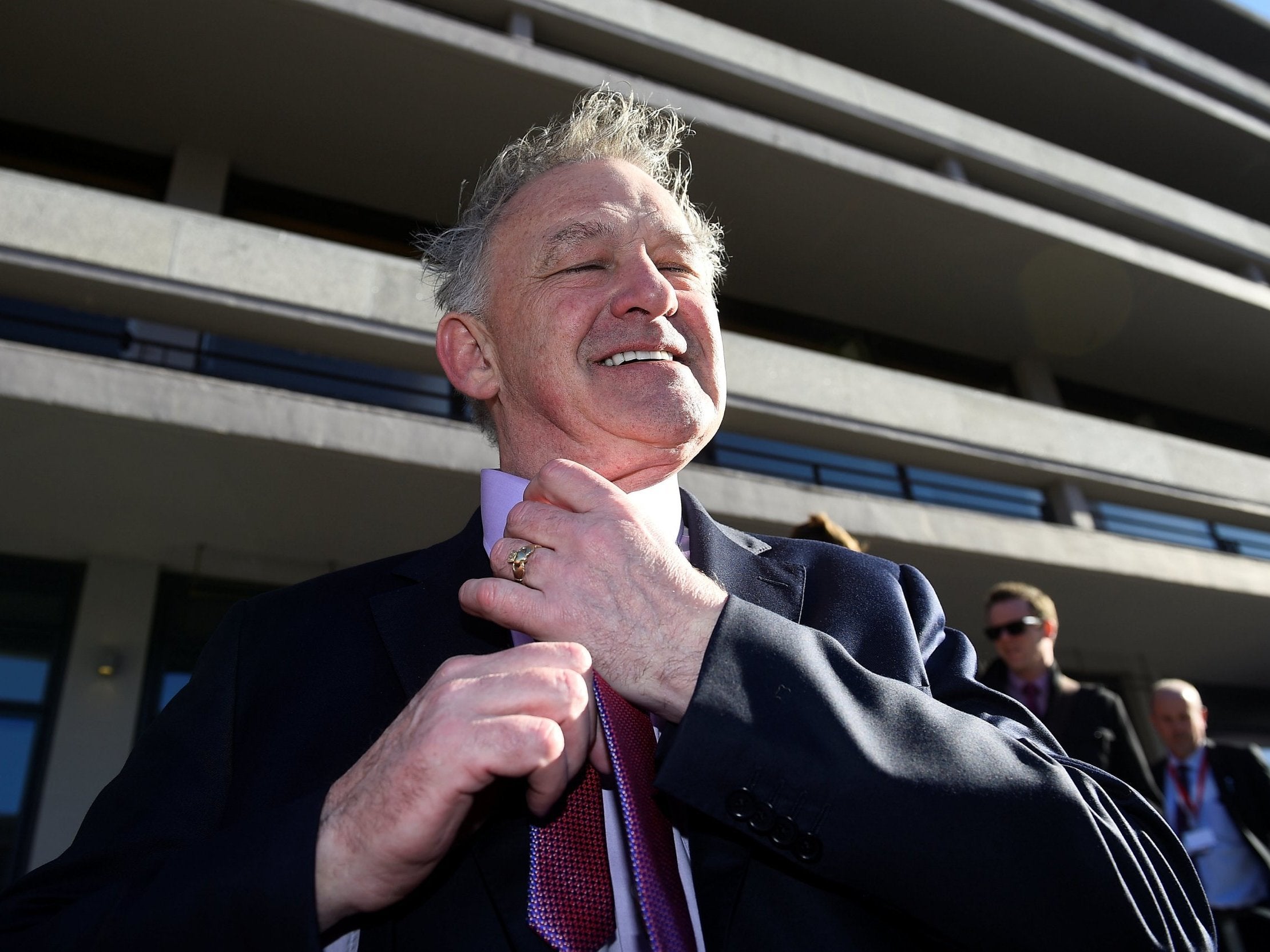 Presidential candidate Peter Casey arriving at Dublin Castle central count centre earlier on Saturday