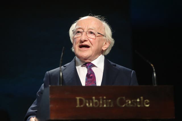 Michael D Higgins makes his victory speech after he was announced as the winner of Ireland's presidential election at Dublin Castle
