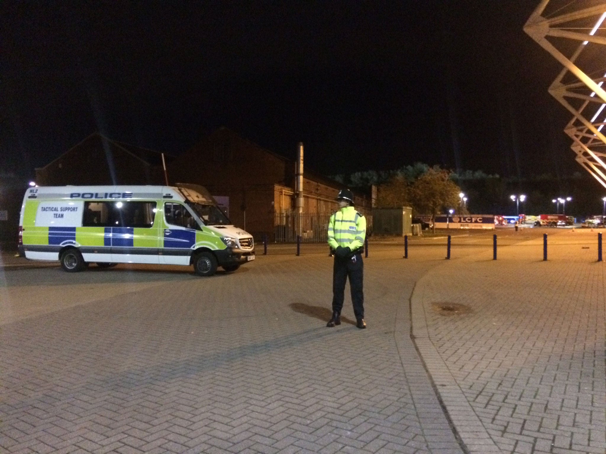 A police cordon kept members of the public around 300 yards from the scene of the crash, visible here to the right of the image