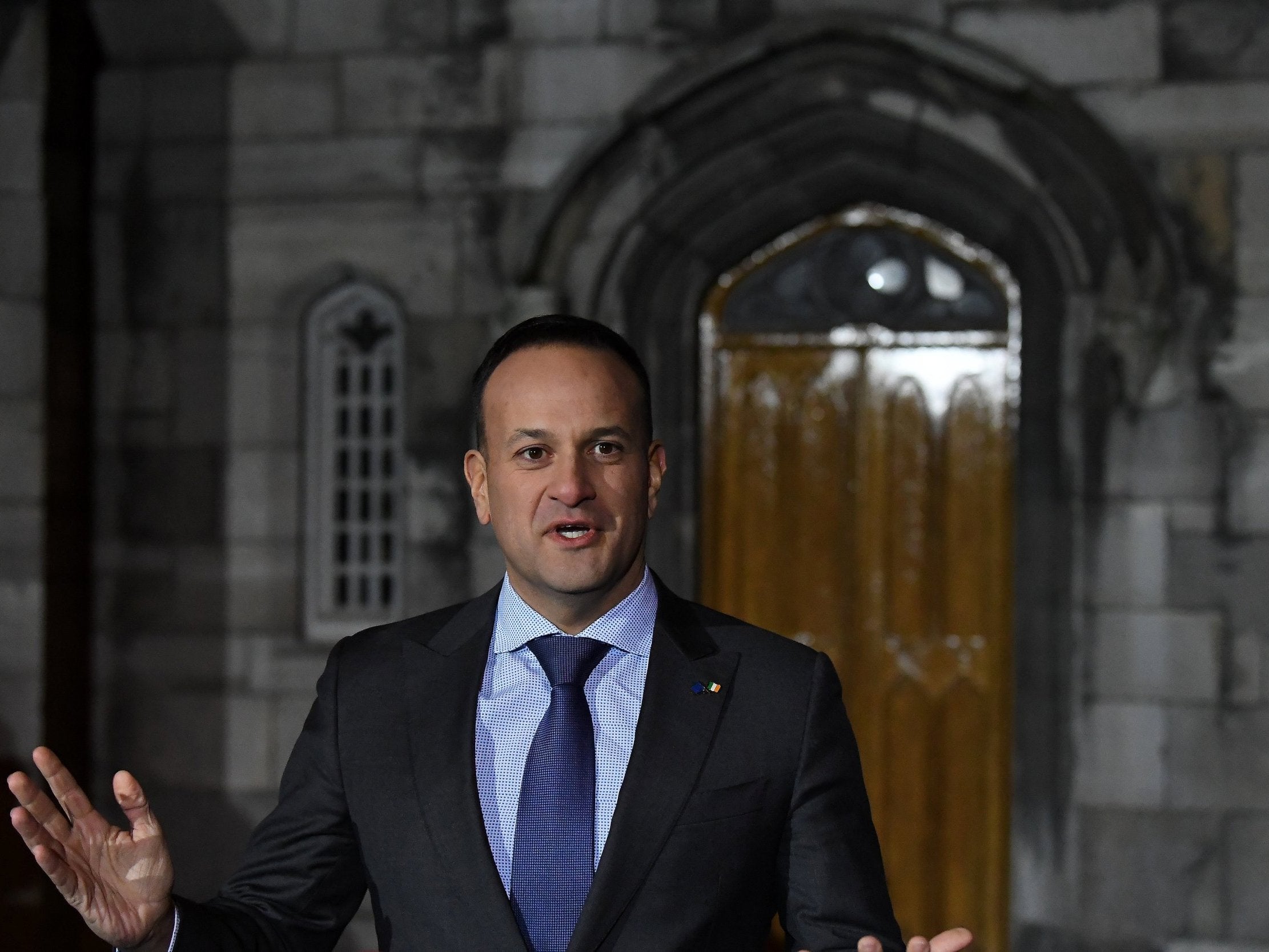 Taoiseach Leo Varadkar speaks to media at the central count centre in Dublin castle at the blasphemy referendum in Dublin